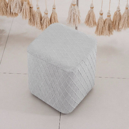 （总）壹零特色家纺 菱形格提花方凳子套 弹性换鞋凳套 方柱凳子套