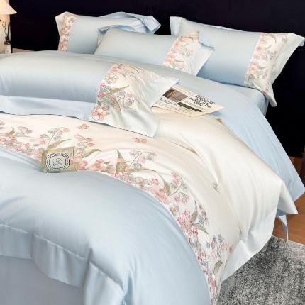 91家纺网 家纺一手货源 找家纺 （总）星蕴家纺 2026新款50贡缎长绒棉纯棉绣花四件套-花瑾