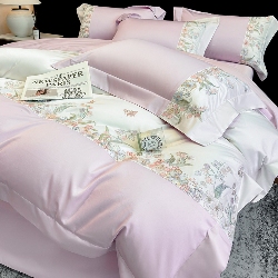 91家纺网 家纺一手货源 找家纺 （总）星蕴家纺 2026新款50贡缎长绒棉纯棉绣花四件套-花瑾,花瑾-梦幻紫,花瑾-晴山蓝,花瑾-邂逅粉,花瑾-清新绿