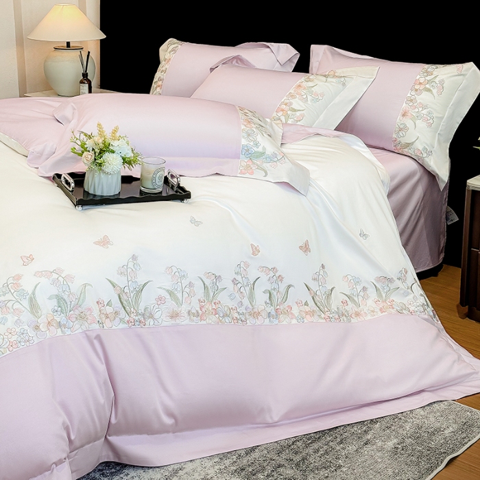 91家纺网 家纺一手货源 找家纺 （总）星蕴家纺 2026新款50贡缎长绒棉纯棉绣花四件套-花瑾