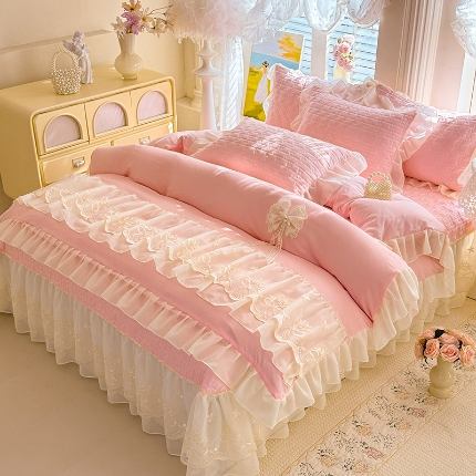 91家纺网 家纺一手货源 找家纺 （总）苏米娜A类母婴级双层纱棉麻床盖款四件套小竺棉泡泡纱泡泡棉蛋白棉全棉纯棉床盖四件套