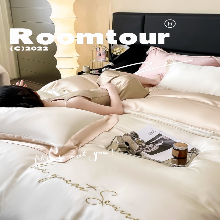 91家纺网 家纺一手货源 找家纺 高档礼盒装春夏新品超细旦冷凝天丝刺绣四件套100%莱赛尔 白金-缦悦-A类超细旦冷凝天丝