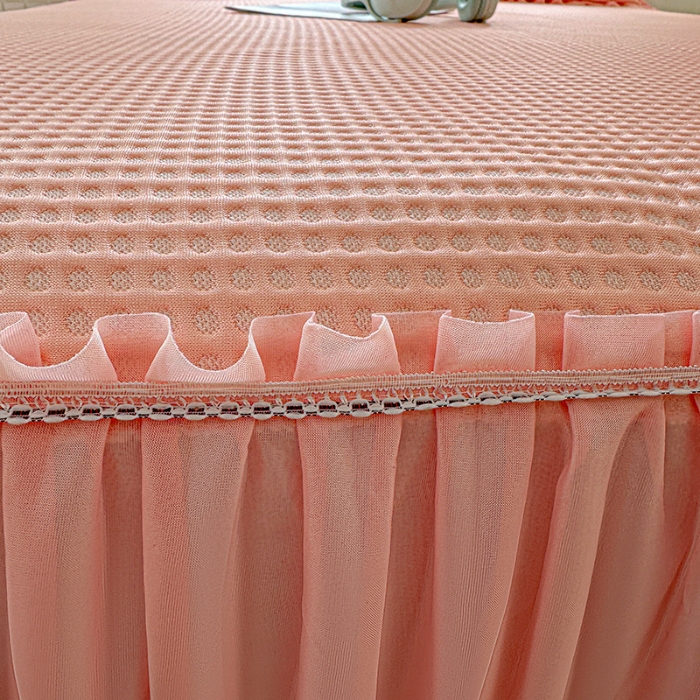 91家纺网 家纺一手货源 找家纺 （总）2026新款冰丝提花床裙款豆豆凉席三件套软席空调席套件韩式花边凉席四件套配夏凉被