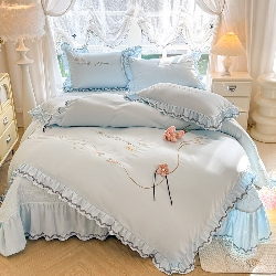 91家纺网 家纺一手货源 找家纺 （总）专柜品质苏米娜家纺2026春夏韩版法式公主风水洗棉床盖款多功能二合一被套 夏被床盖四件套--花颜系列,花颜-樱花粉 ,花颜-梦幻蓝,花颜-奶油白,花颜-嫩芽绿, 花颜-香芋紫