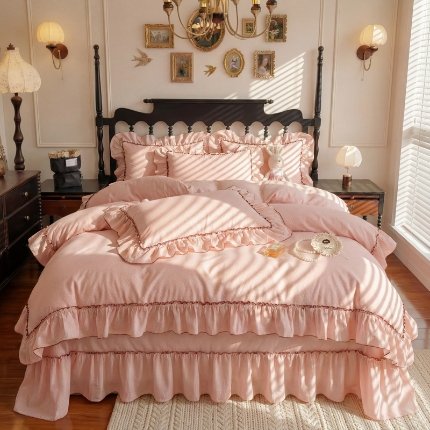 91家纺网 家纺一手货源 找家纺 苏米娜家纺SUMINA 2026韩版亲肤水洗棉公主风夏被床盖款-花涧绣梦 花涧绣梦-柠檬黄