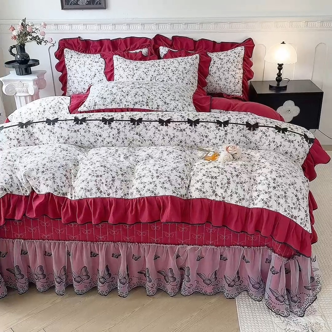 91家纺网 家纺一手货源 找家纺 （总）（总）苏米娜家纺 2026春夏新款超柔云朵棉古法水洗棉床盖款四件套--赫本风系列