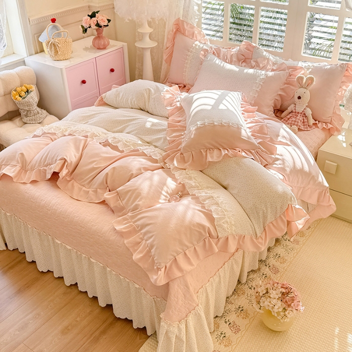 91家纺网 家纺一手货源 找家纺 （总）（总）漫布云2026春夏新款超柔云朵棉床盖款四件套-花甜梦系列