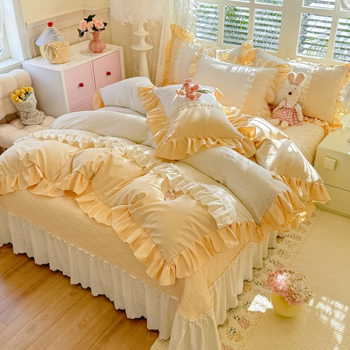 91家纺网 家纺一手货源 找家纺 （总）（总）漫布云2026春夏新款超柔云朵棉床盖款四件套-花甜梦系列