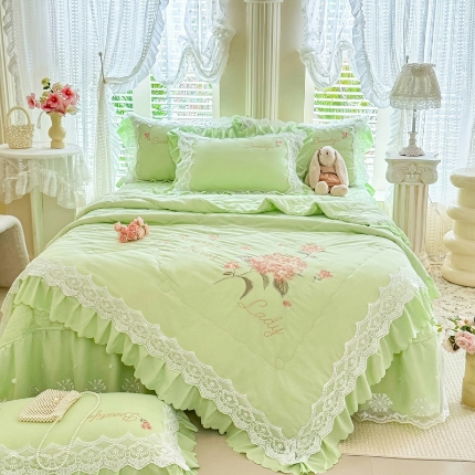 91家纺网 家纺一手货源 找家纺 苏米娜家纺SUMINA 2026韩版亲肤水洗棉公主风夏被床盖款-花涧绣梦