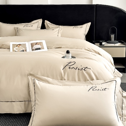 91家纺网 家纺一手货源 找家纺 （总）新方向 【控价 提供买家秀】2026新款 刺绣50s双股全棉贡缎长绒棉四件套-持之以恒(控价 标准318元 加大338元)