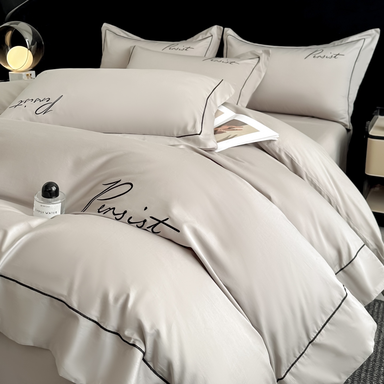 91家纺网 家纺一手货源 找家纺 （总）新方向 【控价 提供买家秀】2026新款 刺绣50s双股全棉贡缎长绒棉四件套-持之以恒(控价 标准318元 加大338元)