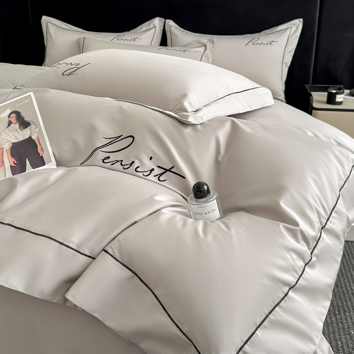 91家纺网 家纺一手货源 找家纺 （总）新方向 【控价 提供买家秀】2026新款 刺绣50s双股全棉贡缎长绒棉四件套-持之以恒(控价 标准318元 加大338元)