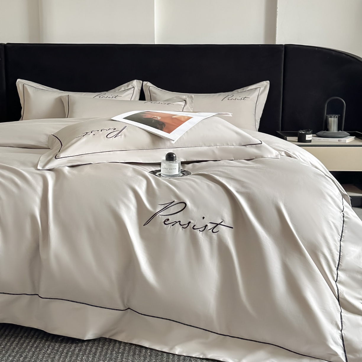 91家纺网 家纺一手货源 找家纺 （总）新方向 【控价 提供买家秀】2026新款 刺绣50s双股全棉贡缎长绒棉四件套-持之以恒(控价 标准318元 加大338元)