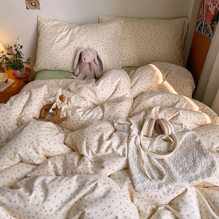 91家纺网 家纺一手货源 找家纺 （总）艾咪-Amy ntmy 2026新款博主风清新田园小碎花全棉纯棉四件套-甜樱