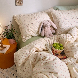 91家纺网 家纺一手货源 找家纺 （总）艾咪-Amy ntmy 2026新款博主风清新田园小碎花全棉纯棉四件套-甜樱,清新甜樱-粉,清新甜樱-绿,清新甜樱-黄,清新甜樱-蓝