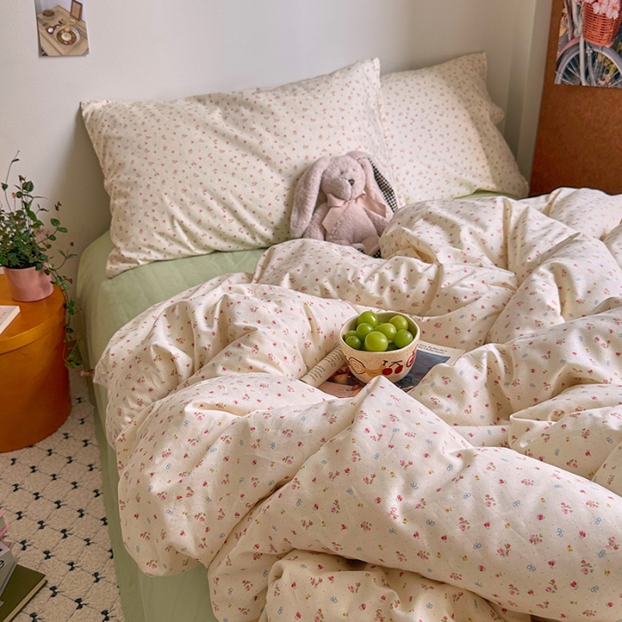 91家纺网 家纺一手货源 找家纺 （总）艾咪-Amy ntmy 2026新款博主风清新田园小碎花全棉纯棉四件套-甜樱