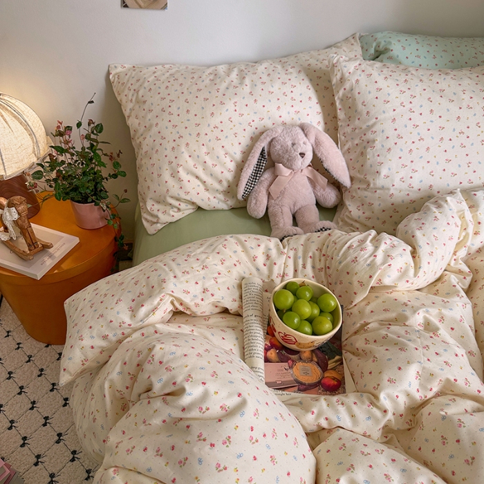 91家纺网 家纺一手货源 找家纺 （总）艾咪-Amy ntmy 2026新款博主风清新田园小碎花全棉纯棉四件套-甜樱