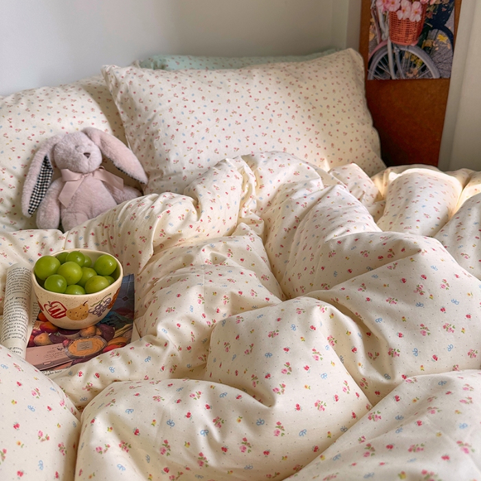 91家纺网 家纺一手货源 找家纺 （总）艾咪-Amy ntmy 2026新款博主风清新田园小碎花全棉纯棉四件套-甜樱