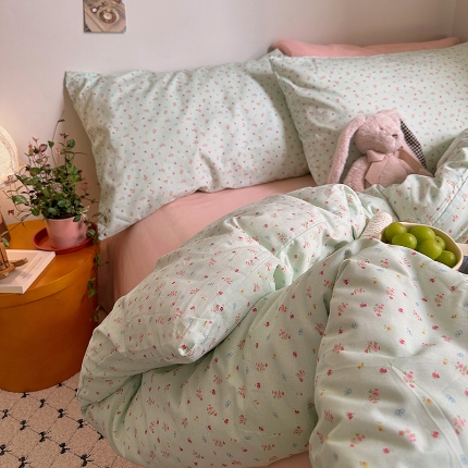 91家纺网 家纺一手货源 找家纺 （总）艾咪-Amy ntmy 2026新款博主风清新田园小碎花全棉纯棉四件套-甜樱