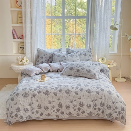 91家纺网 家纺一手货源 找家纺 （总）苏东来家纺 2026新款A类60支全棉长绒棉纯棉色织提花四件套水洗全棉纯棉厚织提花肌理棉麻被套四件套