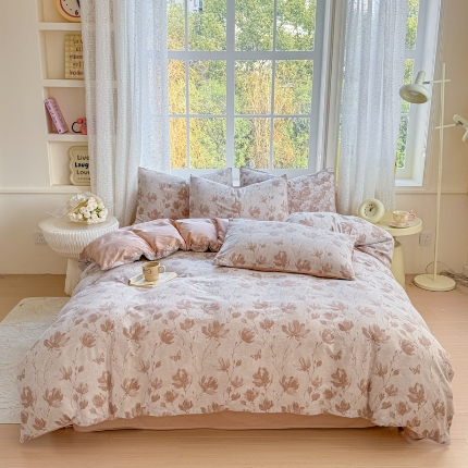 91家纺网 家纺一手货源 找家纺 （总）苏东来家纺 2026新款A类60支全棉长绒棉纯棉色织提花四件套水洗全棉纯棉厚织提花肌理棉麻被套四件套