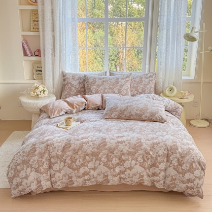 91家纺网 家纺一手货源 找家纺 （总）苏东来家纺 2026新款A类60支全棉长绒棉纯棉色织提花四件套水洗全棉纯棉厚织提花肌理棉麻被套四件套