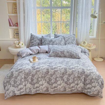 91家纺网 家纺一手货源 找家纺 （总）苏东来家纺 2026新款A类60支全棉长绒棉纯棉色织提花四件套水洗全棉纯棉厚织提花肌理棉麻被套四件套