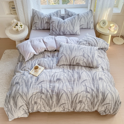 91家纺网 家纺一手货源 找家纺 （总）2026高端韩版法式公主复古油画风全棉纯棉双层纱四件套赫本浪漫荷叶花边仙女风全棉双层纱四件套床上用品被套床单床笠