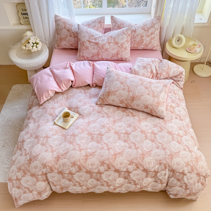 91家纺网 家纺一手货源 找家纺 （总）苏东来家纺 2026新款A类60支全棉长绒棉纯棉色织提花四件套水洗全棉纯棉厚织提花肌理棉麻被套四件套