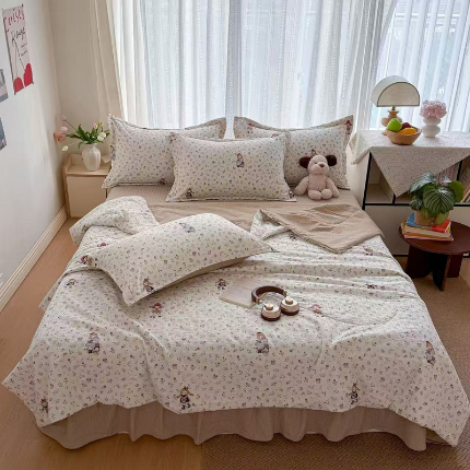 91家纺网 家纺一手货源 找家纺 （总） 梵希雅  2026新款泡芙纱夏被四件套简单款