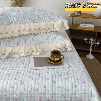91家纺网 家纺一手货源 找家纺 （总）纯棉双层纱床盖三件套-小泡芙