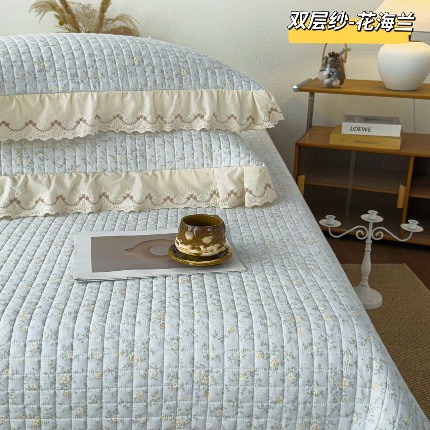 91家纺网 家纺一手货源 找家纺 （总）纯棉双层纱床盖三件套-小泡芙