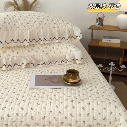91家纺网 家纺一手货源 找家纺 （总）纯棉双层纱床盖三件套-小泡芙