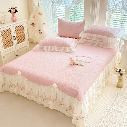 91家纺网 家纺一手货源 找家纺 （总）苏米娜家纺SUMINA 2026新款PE高分子弯边工艺床裙款凉席三件套-可心