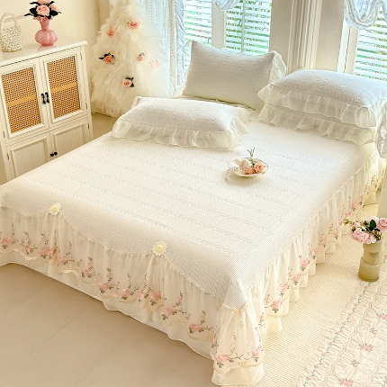 91家纺网 家纺一手货源 找家纺 （总）苏米娜家纺SUMINA 2026新款PE高分子弯边工艺床裙款凉席三件套-可心