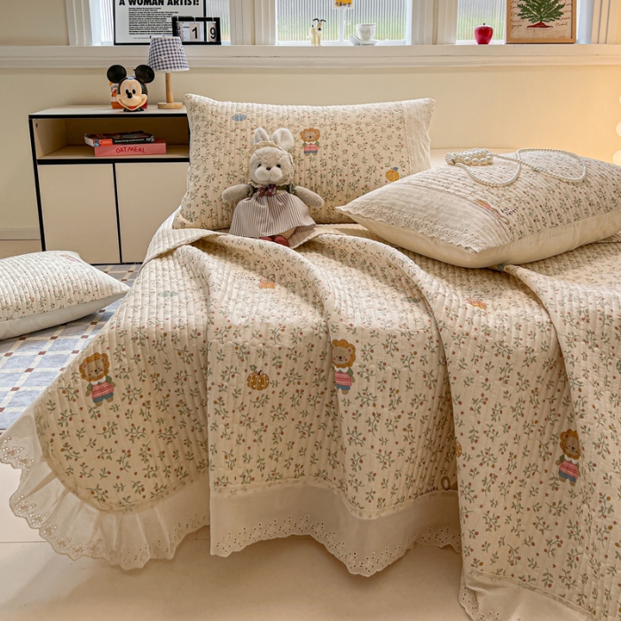 91家纺网 家纺一手货源 找家纺 （总）舒居家纺 2026春夏新款花边款全棉印花单床盖 床盖单件（第一批）