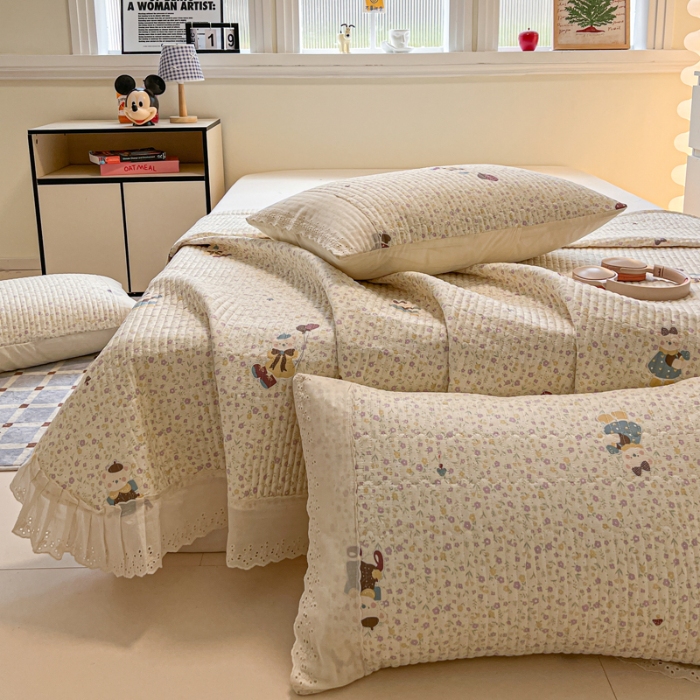 91家纺网 家纺一手货源 找家纺 （总）舒居家纺 2026春夏新款花边款全棉印花单床盖 床盖单件（第一批）