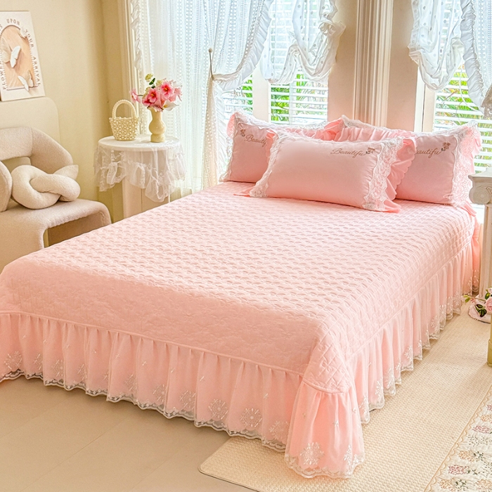 91家纺网 家纺一手货源 找家纺 （总）苏米娜家纺SUMINA 2026韩版亲肤水洗棉公主风床盖款系列-花涧绣梦