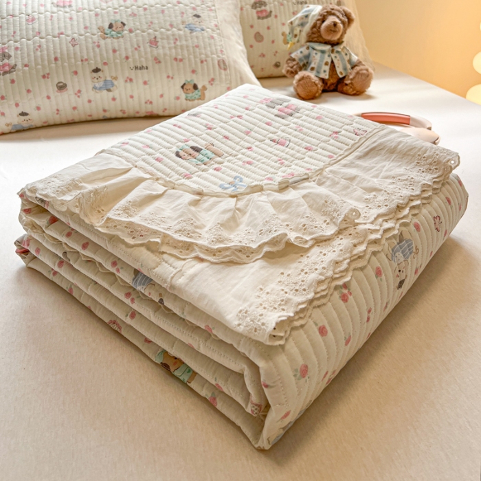 91家纺网 家纺一手货源 找家纺 （总）舒居家纺 2026春夏新款花边款全棉印花单床盖 床盖单件（第一批）