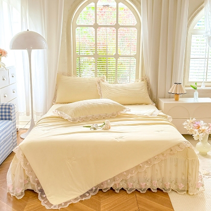 91家纺网 家纺一手货源 找家纺 （总）（总）苏米娜家纺SUMINA 2026新款A类锦氨凉感公主风夏被凉席四件套