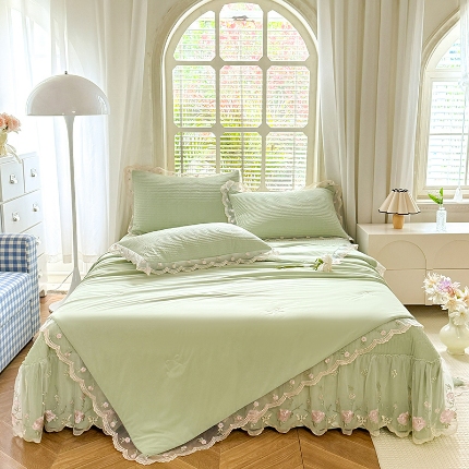 91家纺网 家纺一手货源 找家纺 （总）（总）苏米娜家纺SUMINA 2026新款A类锦氨凉感公主风夏被凉席四件套