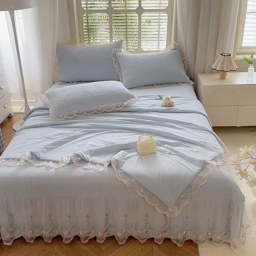 91家纺网 家纺一手货源 找家纺 （总）（总）苏米娜家纺SUMINA 2026新款A类锦氨凉感公主风夏被凉席四件套