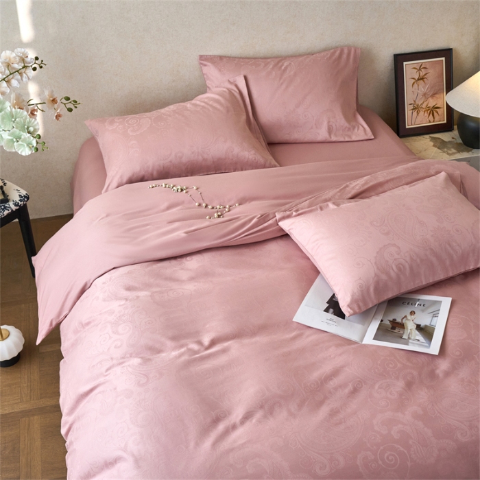 91家纺网 家纺一手货源 找家纺 （总）兰紫橙家纺 2026新款全棉贡缎提花四件套