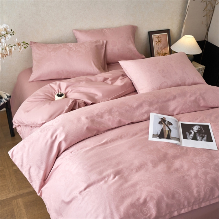 91家纺网 家纺一手货源 找家纺 （总）兰紫橙家纺 2026新款全棉贡缎提花四件套