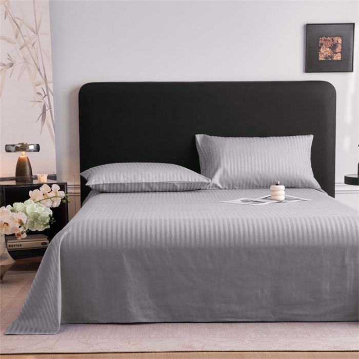 91家纺网 家纺一手货源 找家纺 （总）兰紫橙家纺 2026新款全棉纯棉纯色贡缎缎条四件套