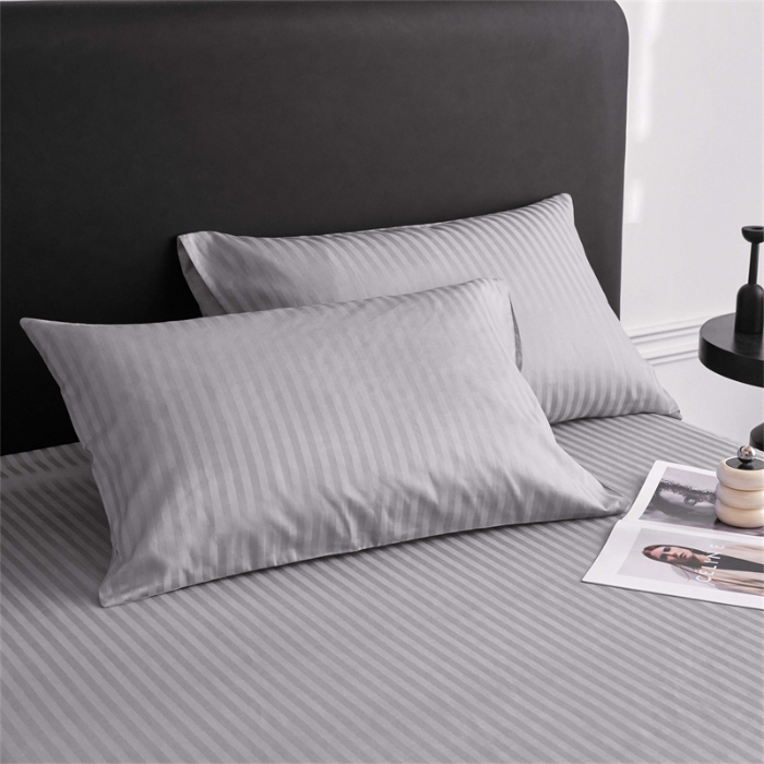 91家纺网 家纺一手货源 找家纺 （总）兰紫橙家纺 2026新款全棉纯棉纯色贡缎缎条四件套