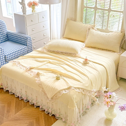 91家纺网 家纺一手货源 找家纺 （总）苏米娜家纺SUMINA 2026新款A类锦氨凉感公主风夏被凉席四件套