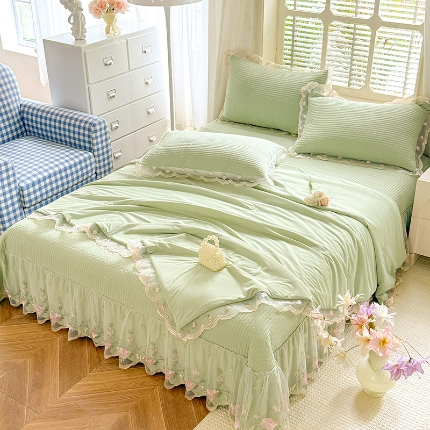 91家纺网 家纺一手货源 找家纺 （总）苏米娜家纺SUMINA 2026新款A类锦氨凉感公主风夏被凉席四件套