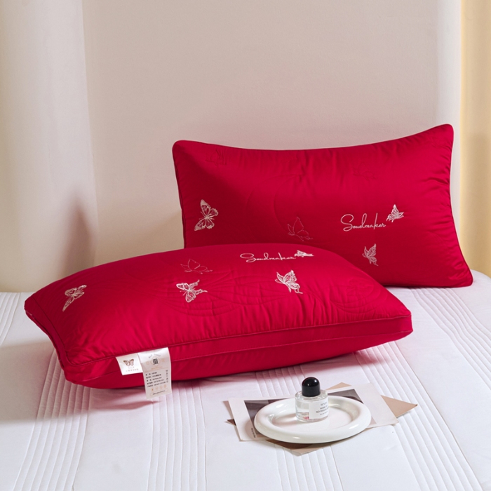 91家纺网 家纺一手货源 找家纺 （新品）兴丝露枕芯 全棉刺绣羽丝枕 枕芯 立体双边枕 全棉枕芯 成人枕头