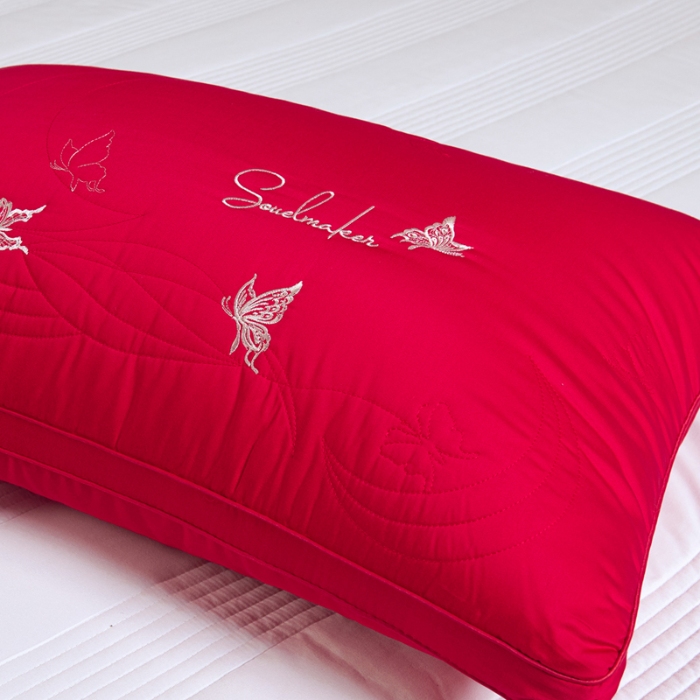 91家纺网 家纺一手货源 找家纺 （新品）兴丝露枕芯 全棉刺绣羽丝枕 枕芯 立体双边枕 全棉枕芯 成人枕头